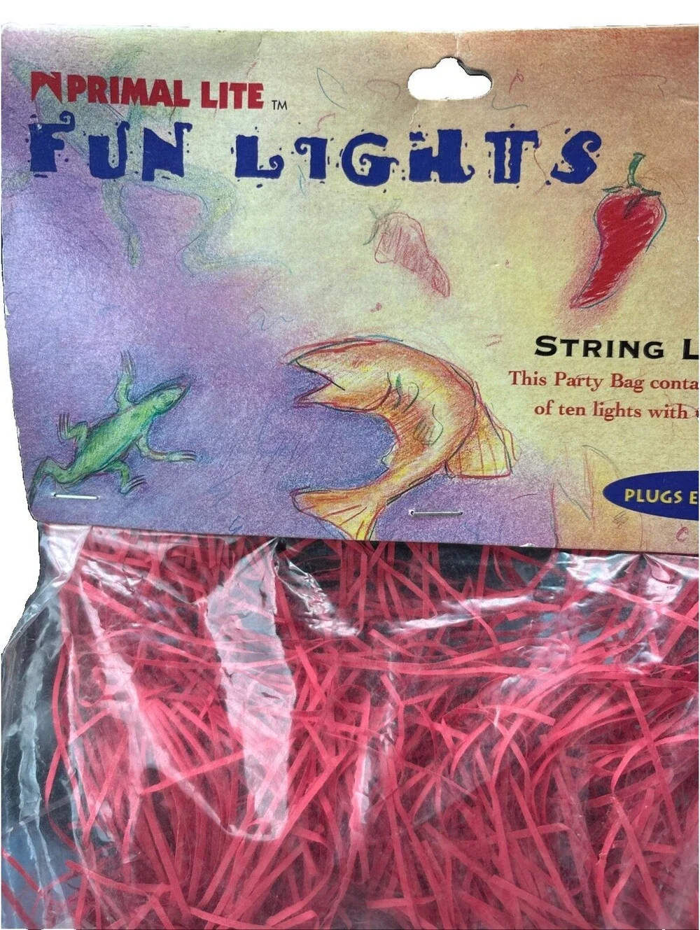 Vintage 1996 Primal Lite Fun Lights USA Flags 14ft String Of 10 Blinking Lights